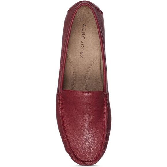 Aerosoles Womens Red Leather Closed Rounded Toe Over Drive Flats Loafer - Picture 5 of 6